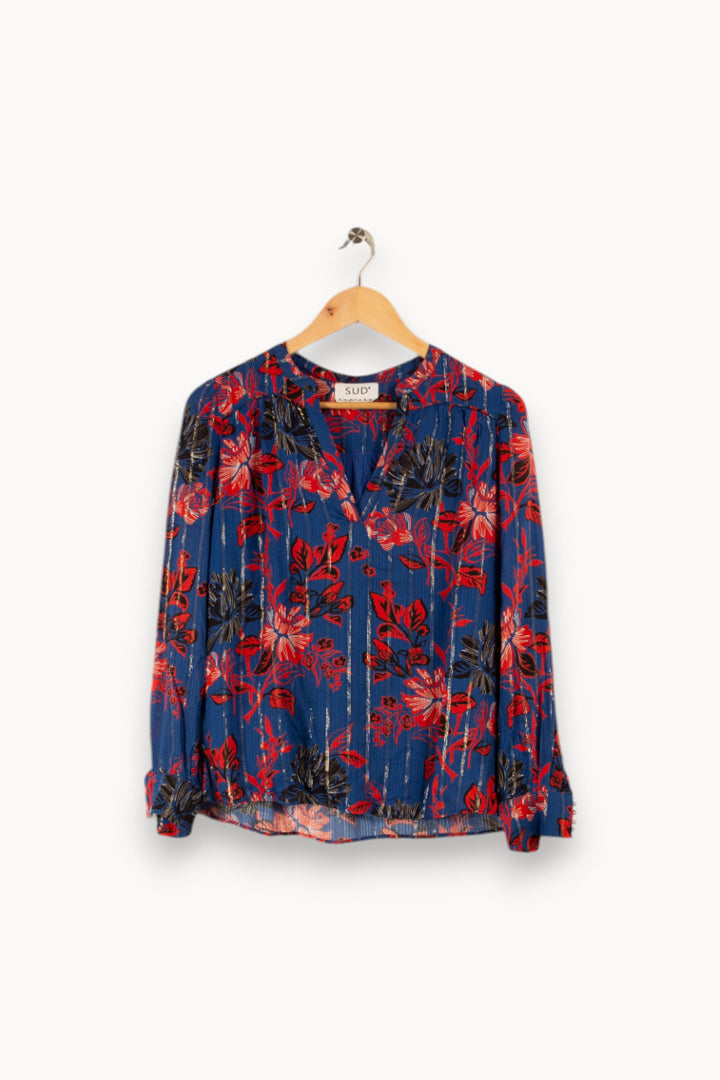 Blouse bleue foncée à motifs - Taille XS/34