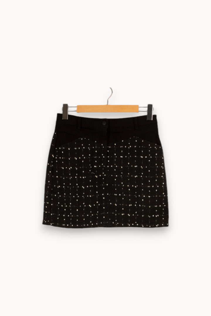 Jupe courte noire en tweed - Taille M/38