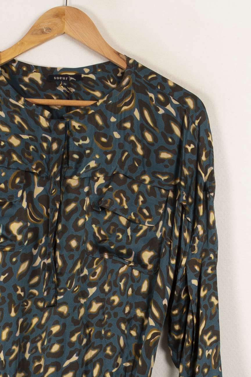 Robe longue bleue foncée à motifs - Taille S/36