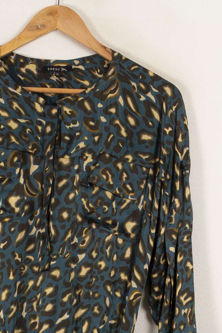 Robe longue bleue foncée à motifs - Taille S/36