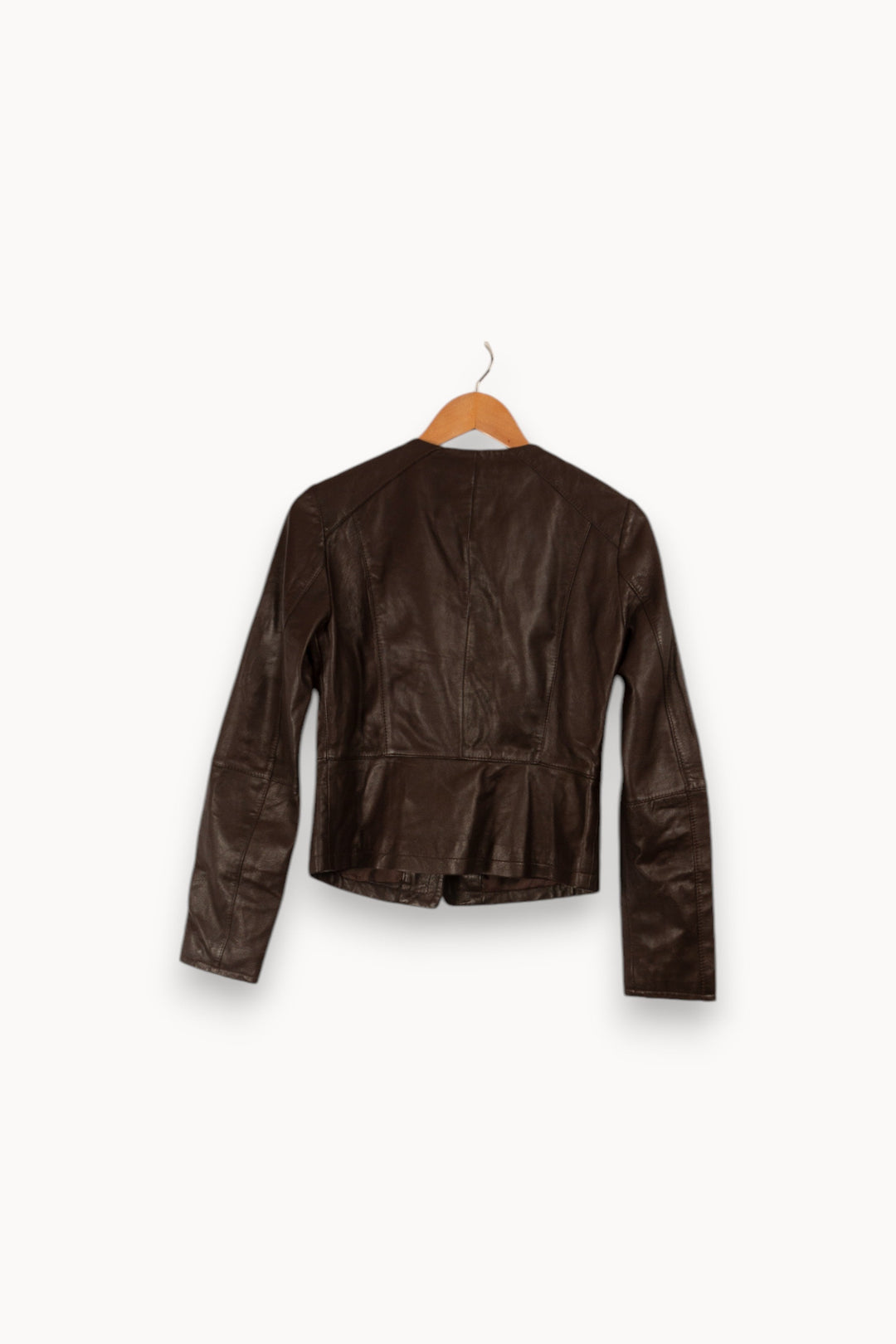 Veste en cuir marron foncé - Taille S/36