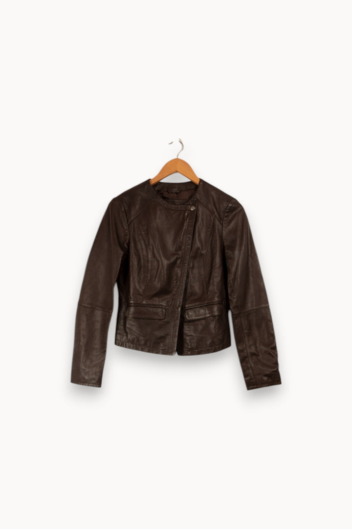 Veste en cuir marron foncé - Taille S/36