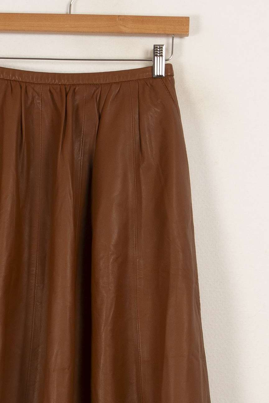 Jupe en cuir marron - Taille XS/34