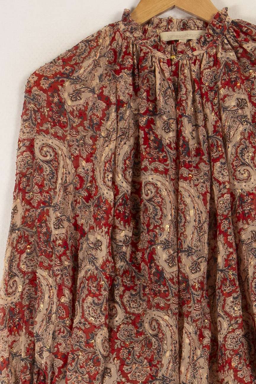 Blouse rouge à motifs - Taille XS/34