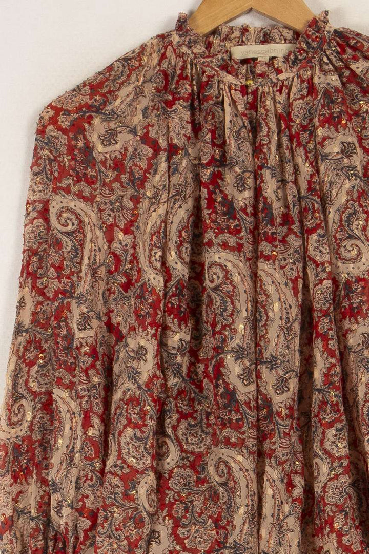 Blouse rouge à motifs - Taille XS/34