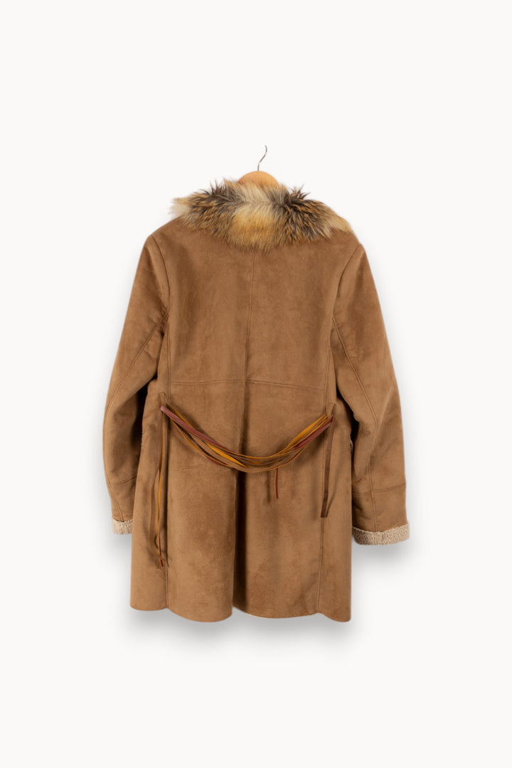 Manteau marron avec fourrure - Taille XXL/44