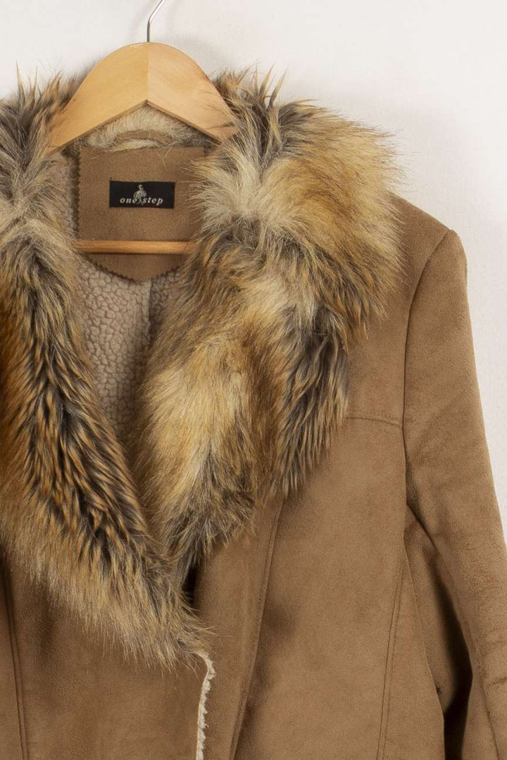 Manteau marron avec fourrure - Taille XXL/44