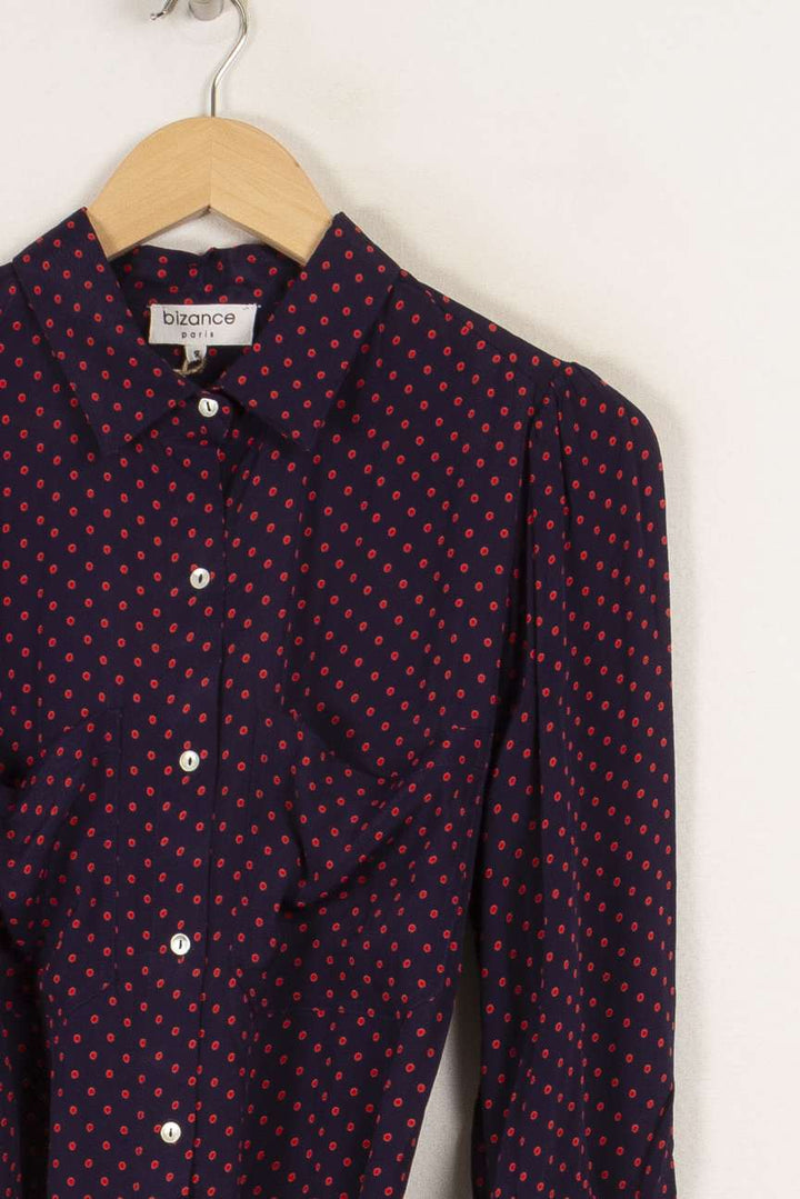 Robe-chemise bleue à pois - Taille S/36