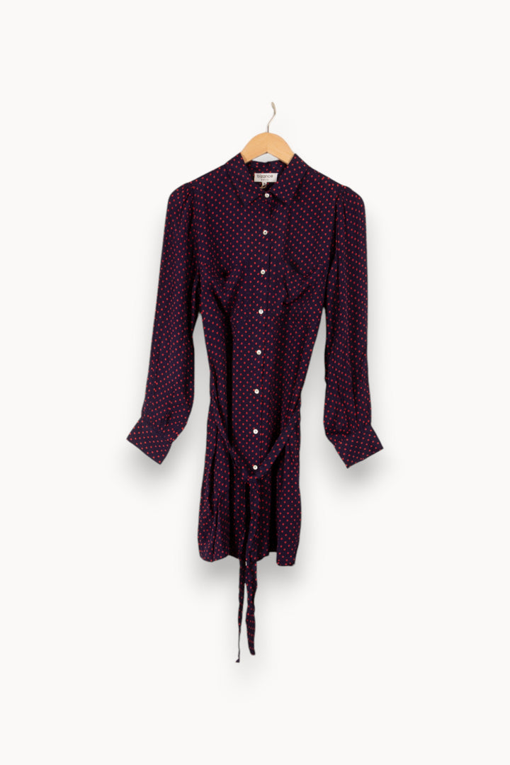 Robe-chemise bleue à pois - Taille S/36