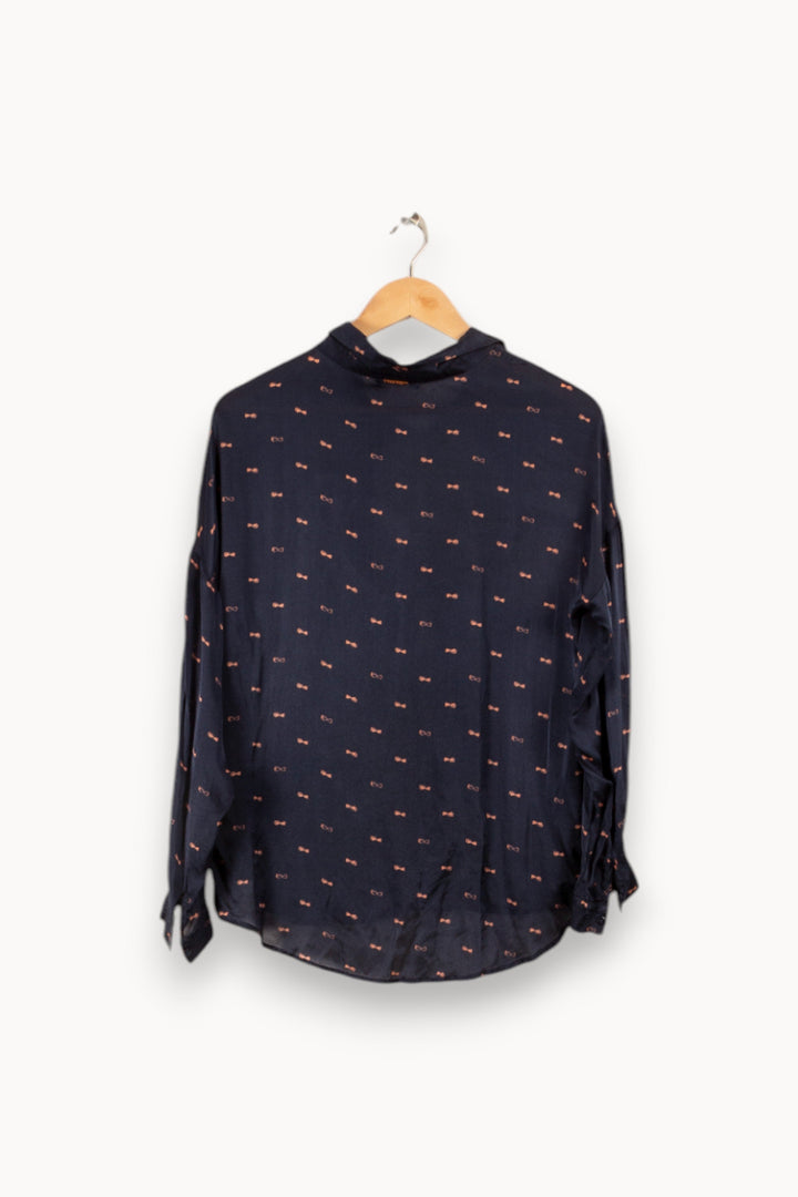 Chemise bleue à motifs de nœuds roses - Taille L/40