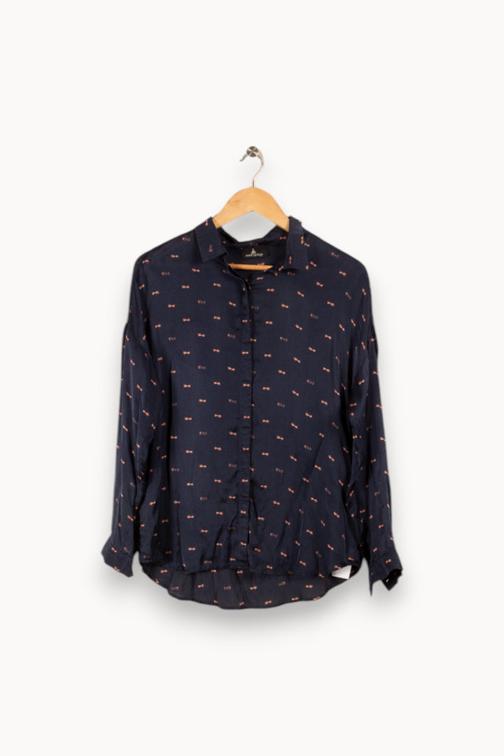 Chemise bleue à motifs de nœuds roses - Taille L/40