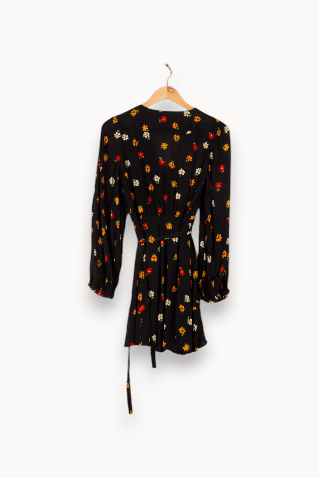 Robe courte noire à motif de fleurs multicolores - Taille S/36