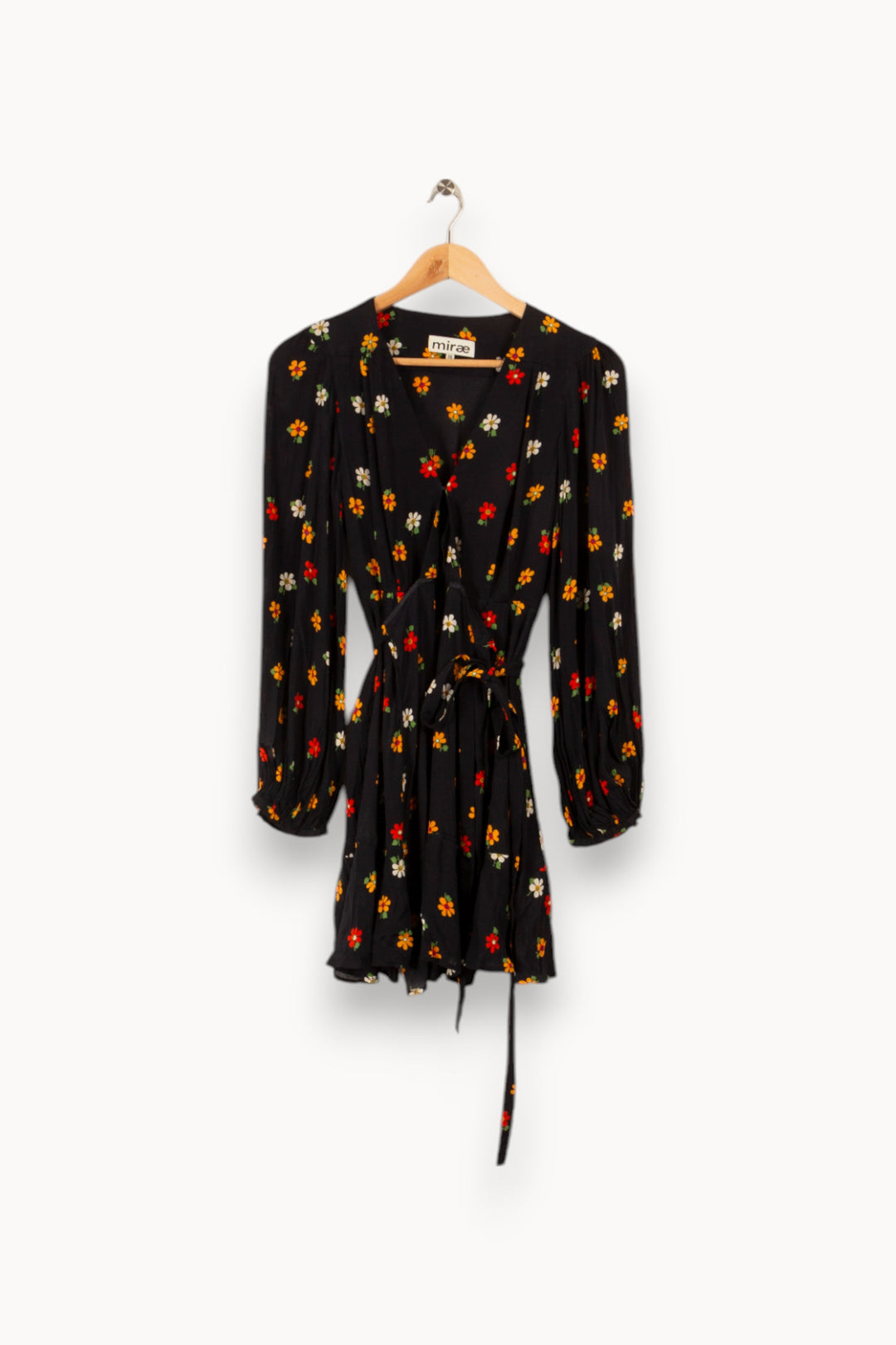 Robe courte noire à motif de fleurs multicolores - Taille S/36