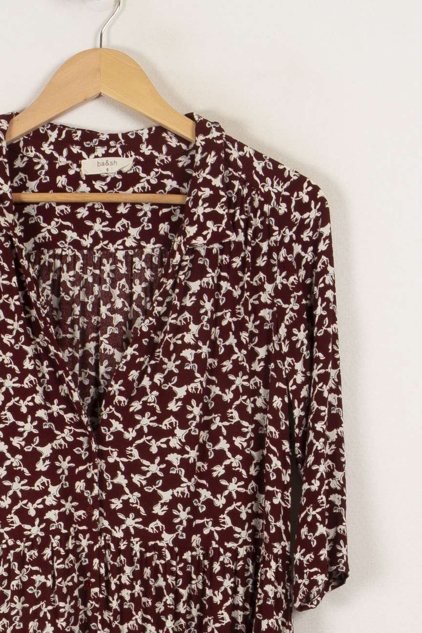 Robe bordeaux à motifs - Taille XS/34