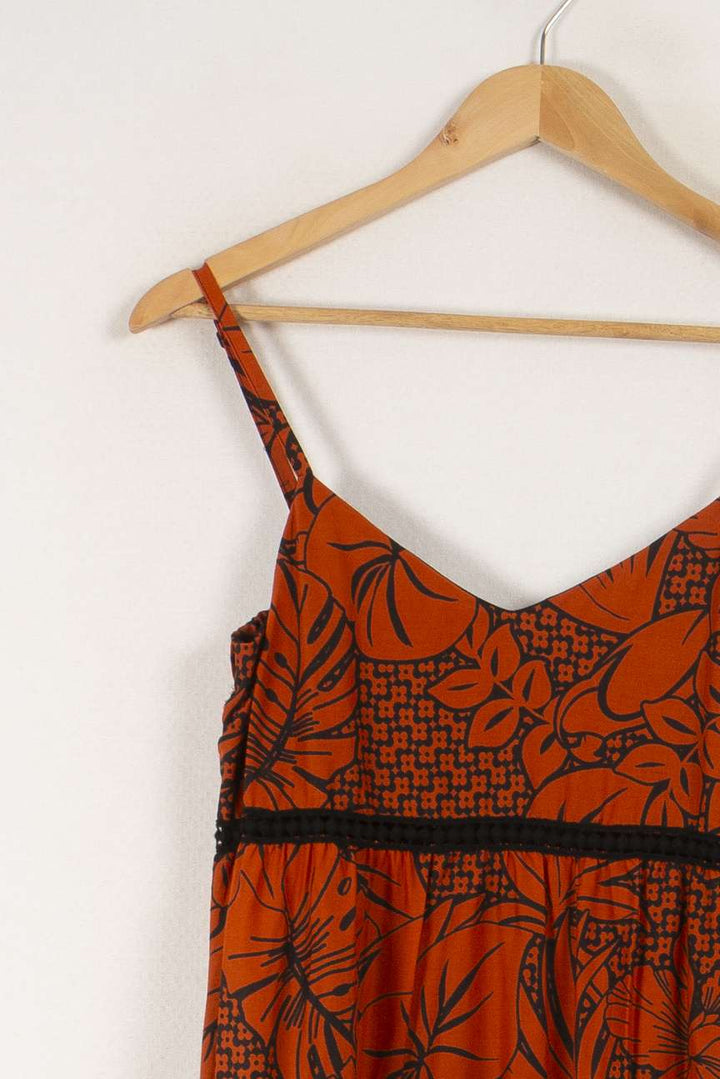 Robe longue orange à motifs - Taille XS/34