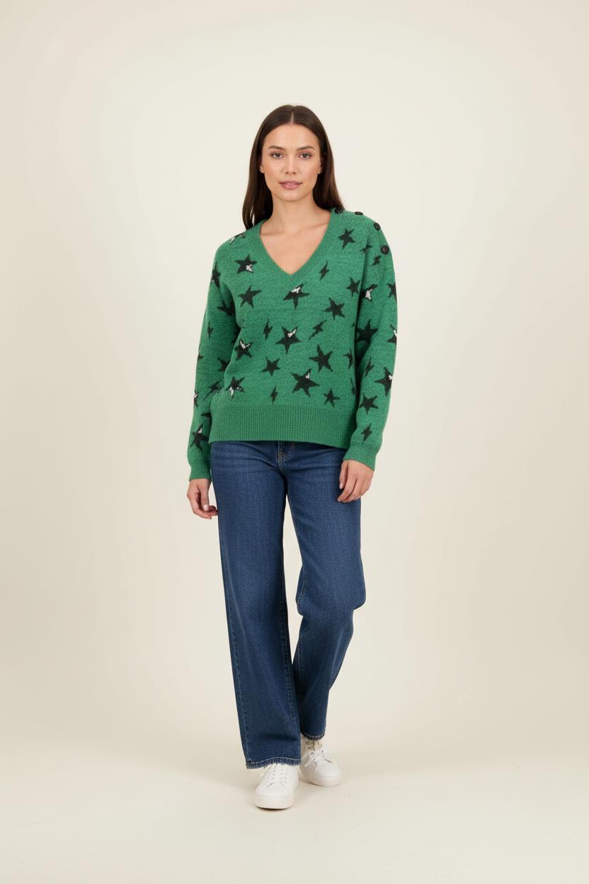 Pull Vert et Noir - Taille S/36 de la marque IKKS | PARAD18983 - Vendu par Paradigme - Image 1