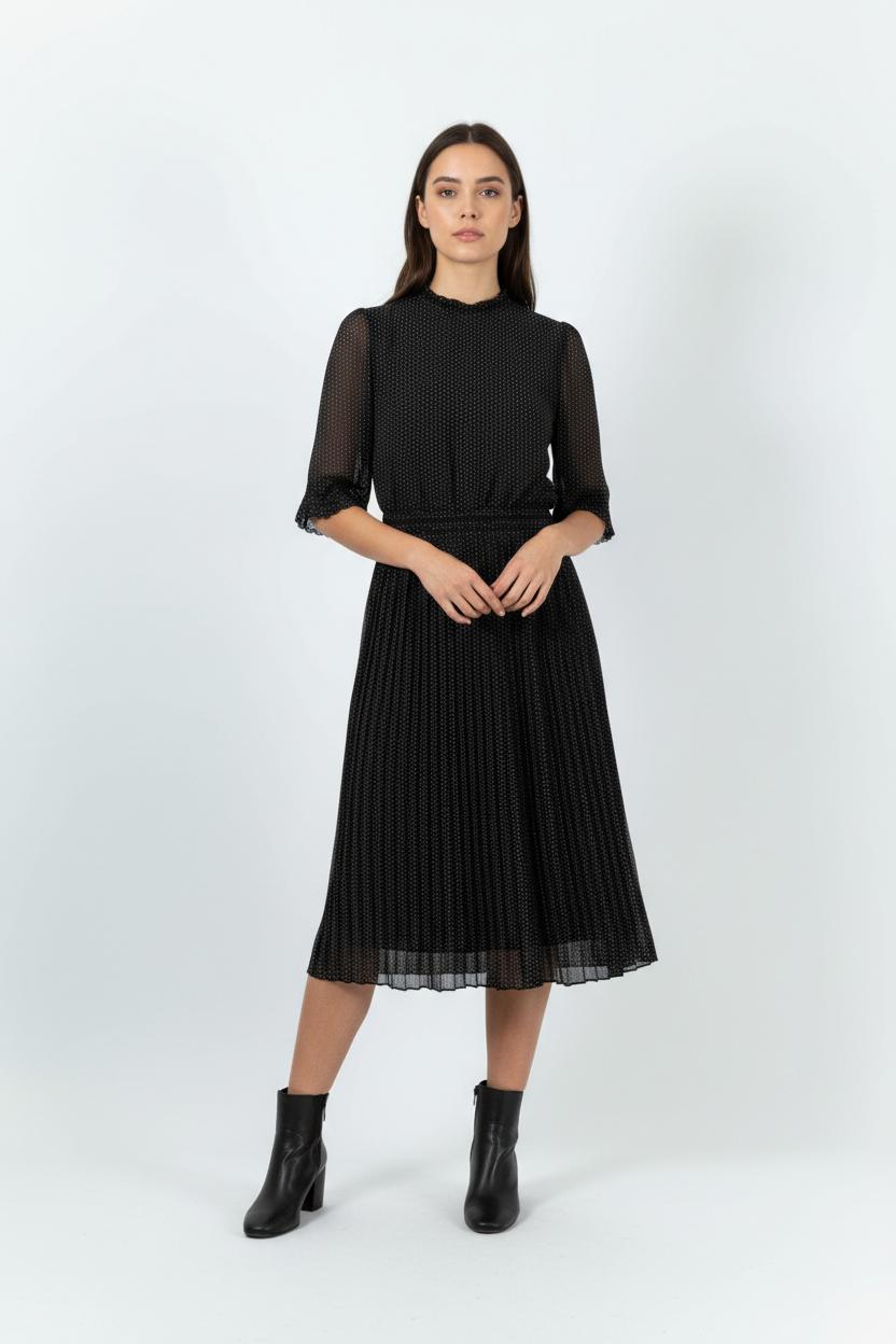 Robe Longue Noire à Pois Blancs - Taille S/36 de la marque Sessùn | PARAD19003 - Vendu par Paradigme - Image 1