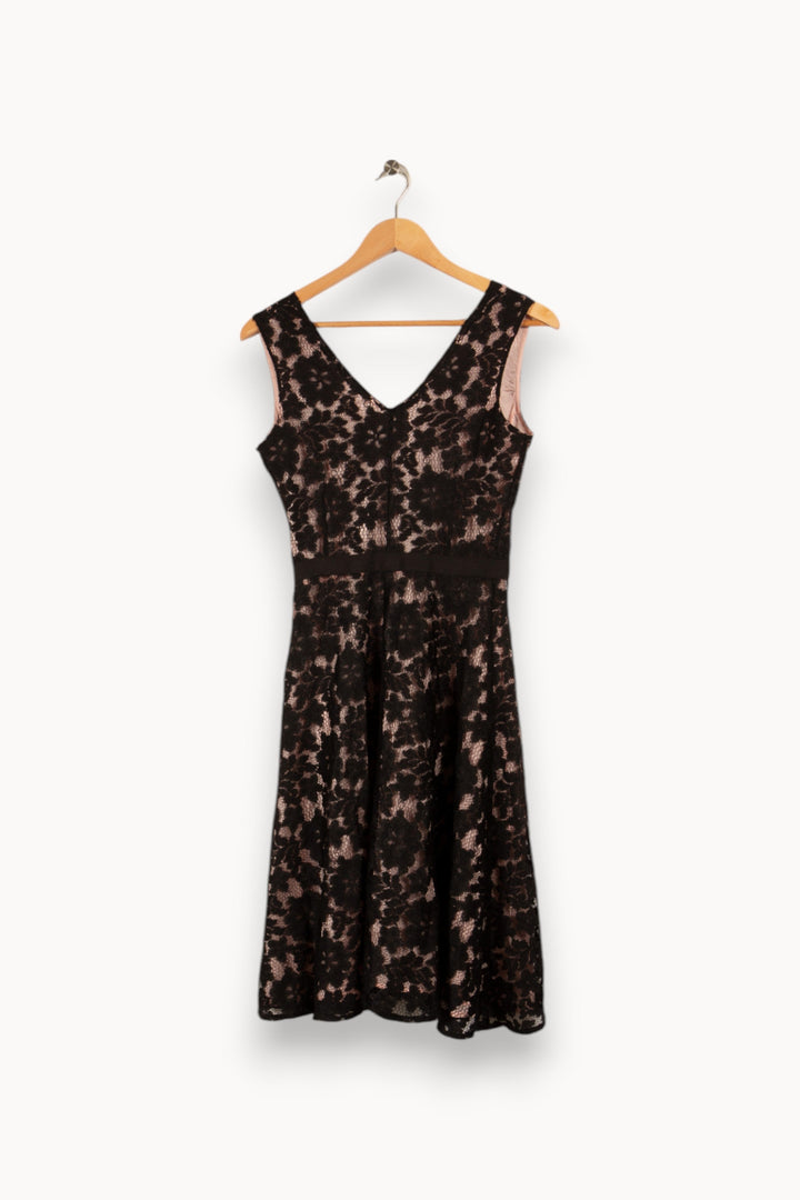 Robe noire et rose en dentelle - Taille S/36