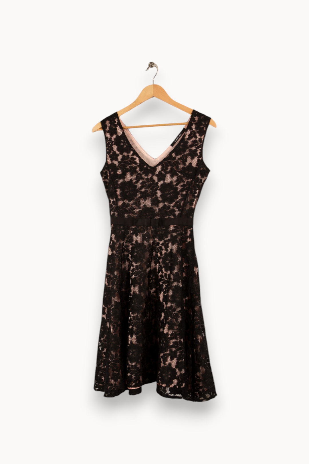Robe noire et rose en dentelle - Taille S/36