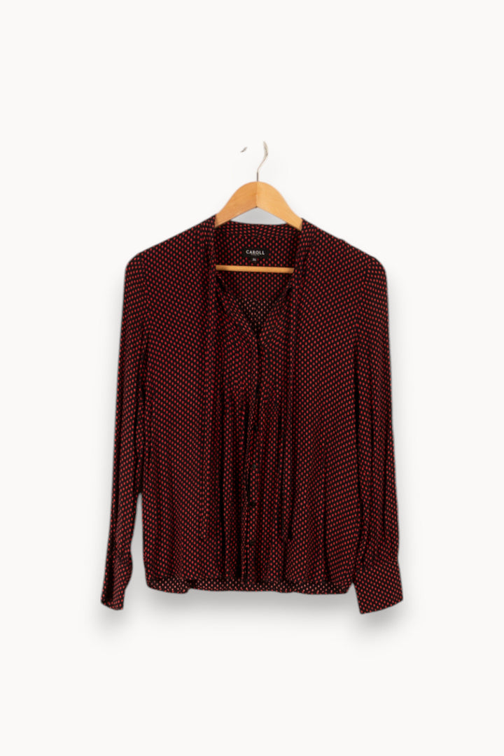 Blouse noire à motifs à pois rouges - Taille S/36