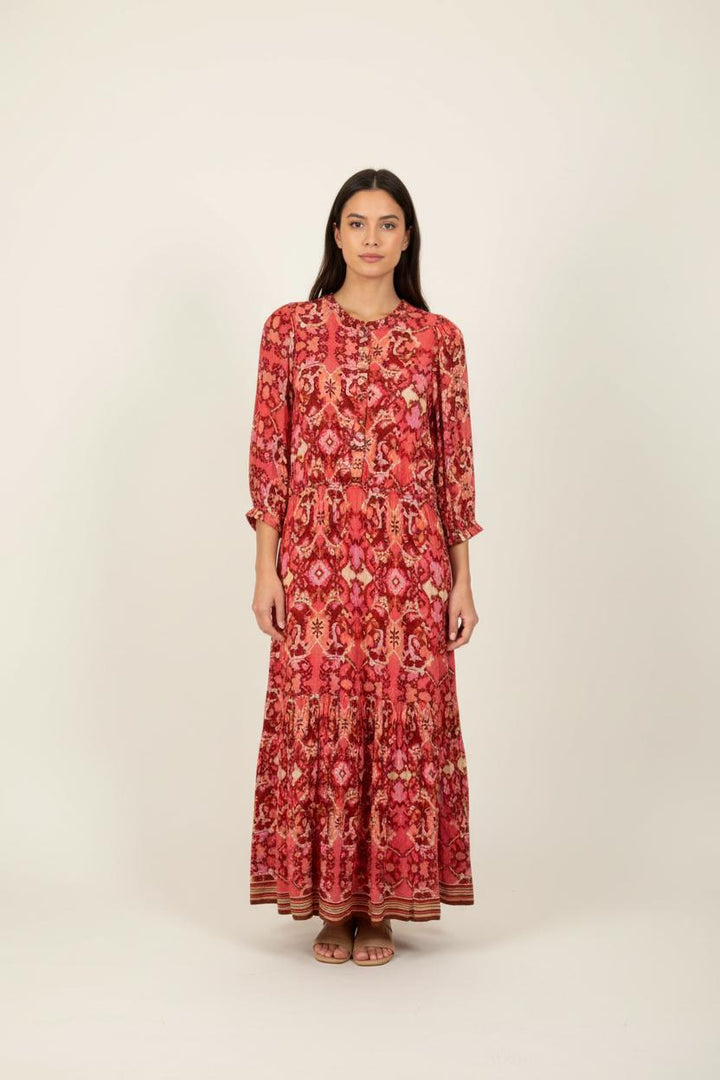 Robe longue rose à motifs - Taille XS/34
