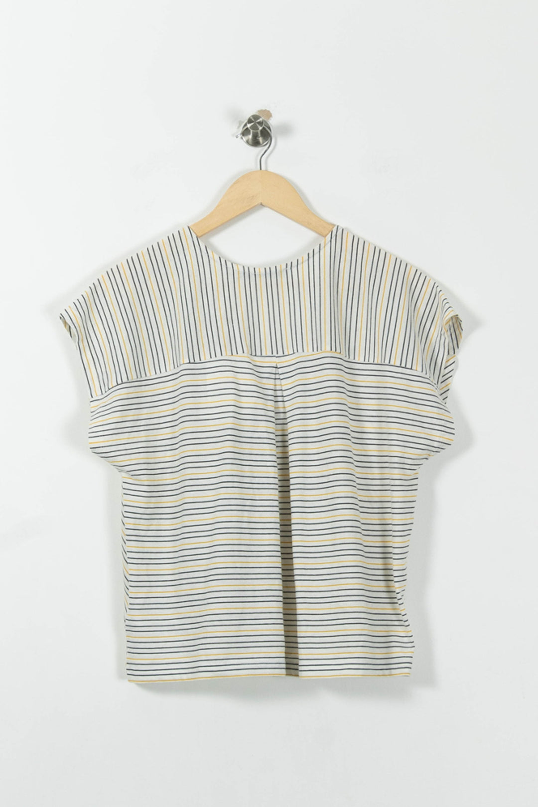 Blouse Rayée Blanc Bleu et Jaune - Taille XS/34 de la marque La Fée Maraboutée | PARAD19135 - Vendu par Paradigme - Image 4