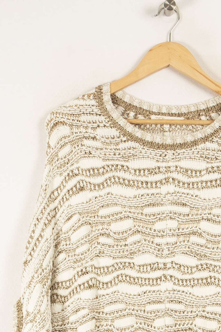 Pull oversize blanc/doré - Taille Unique