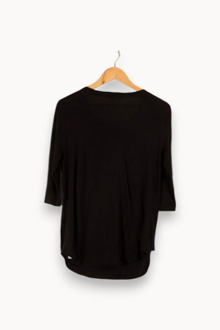 T-shirt manches longues noir et bleu - Taille S/36