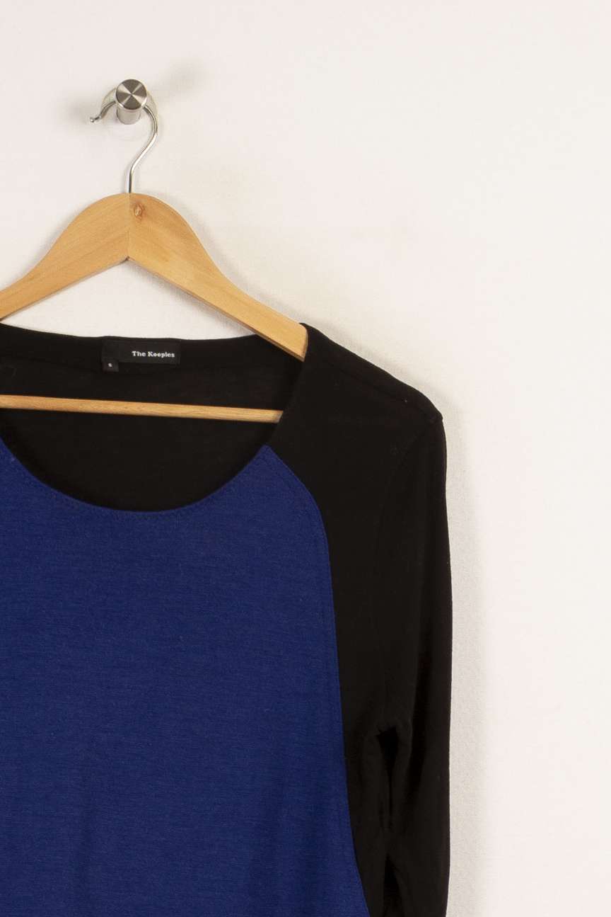 T-shirt manches longues noir et bleu - Taille S/36
