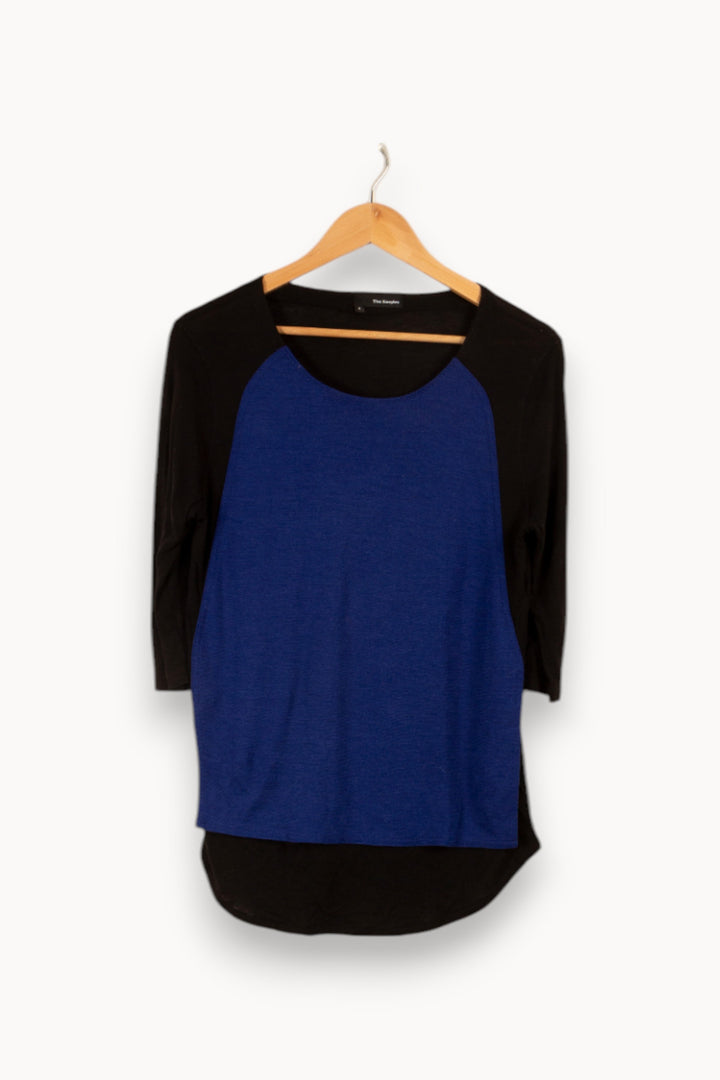 T-shirt manches longues noir et bleu - Taille S/36