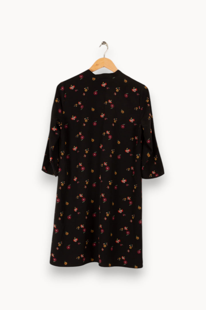 Robe noire à motif fleuri - Taille L/40