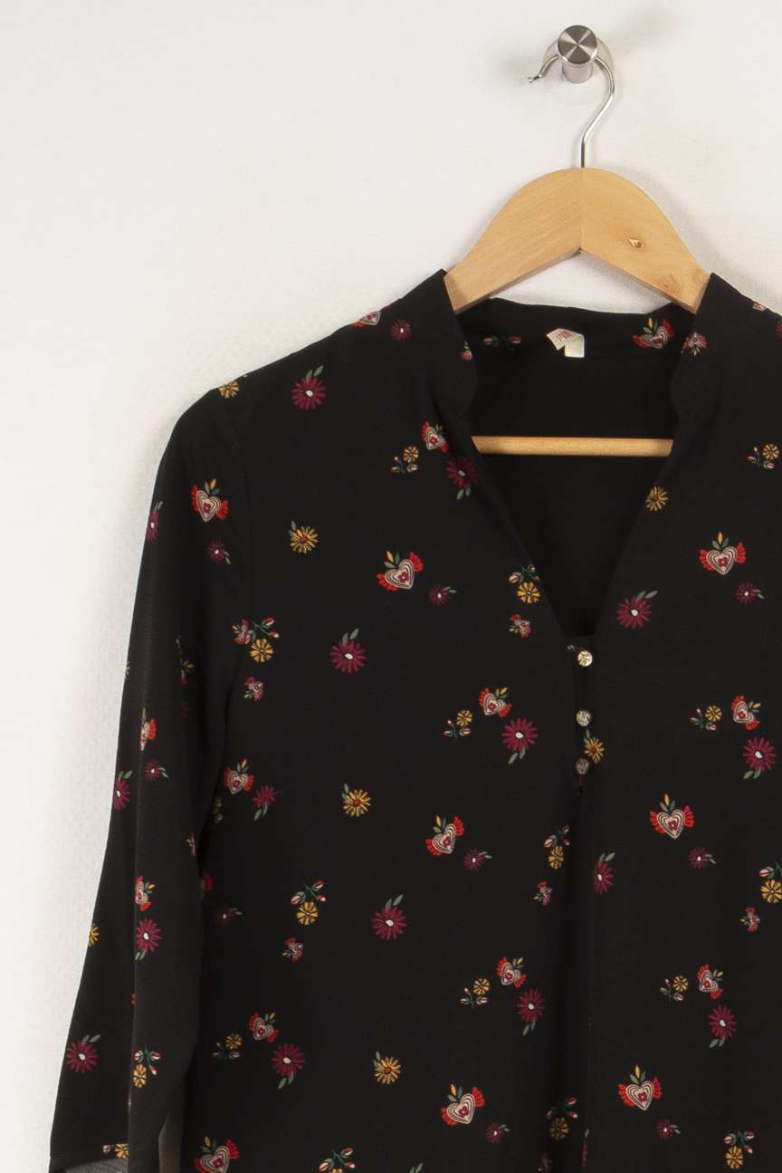 Robe noire à motif fleuri - Taille L/40