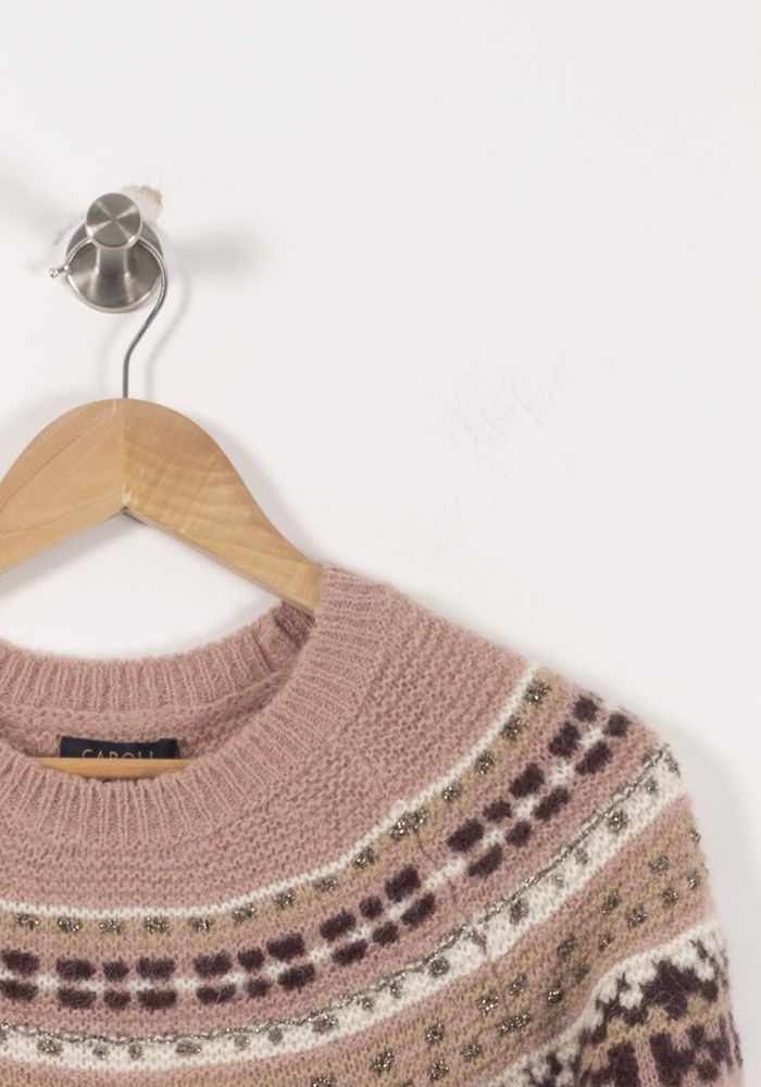 Pull Rose et Beige - Taille XS/34 de la marque Caroll | PARAD19342 - Vendu par Paradigme - Image 3