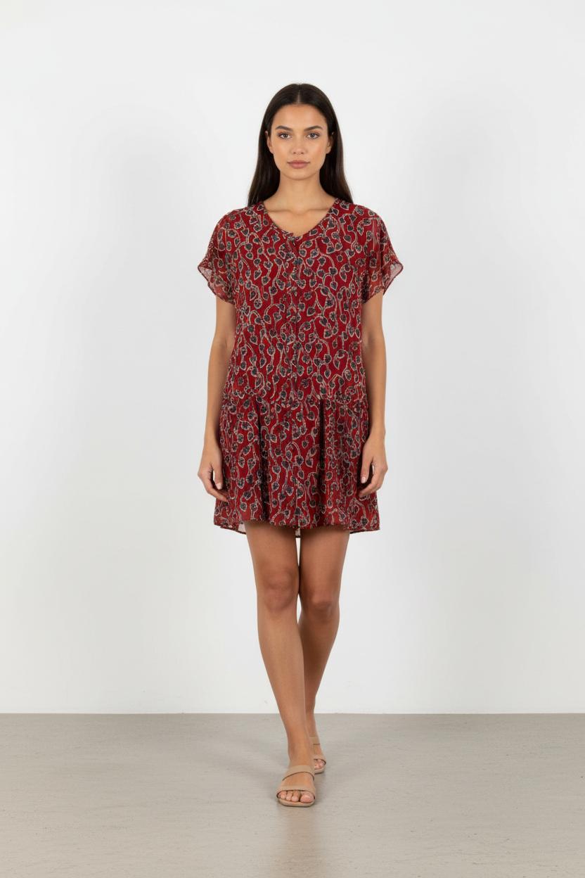 Robe rouge à motifs - Taille M/38