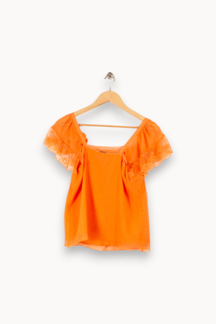 Top orange à dentelle - Taille XS/34
