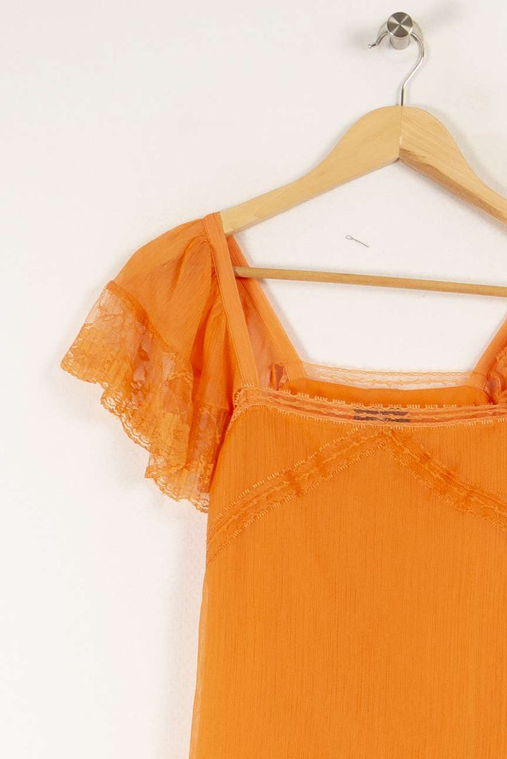 Top orange à dentelle - Taille XS/34