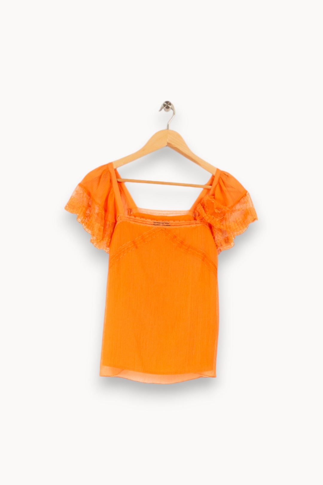 Top orange à dentelle - Taille XS/34