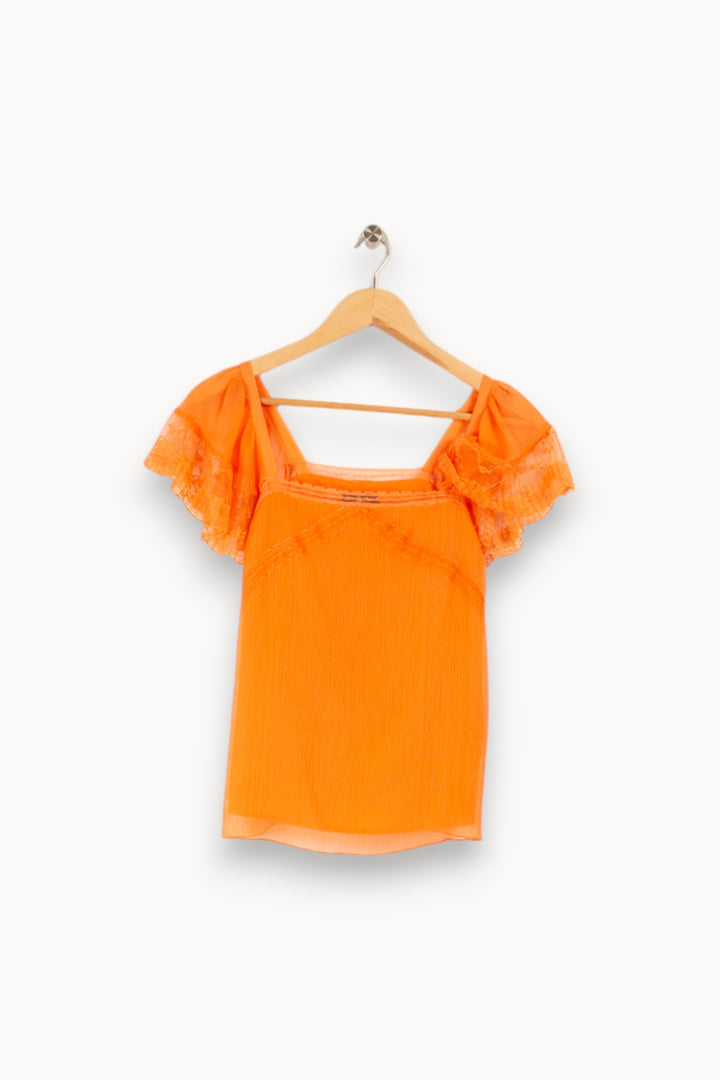 Top orange à dentelle - Taille XS/34