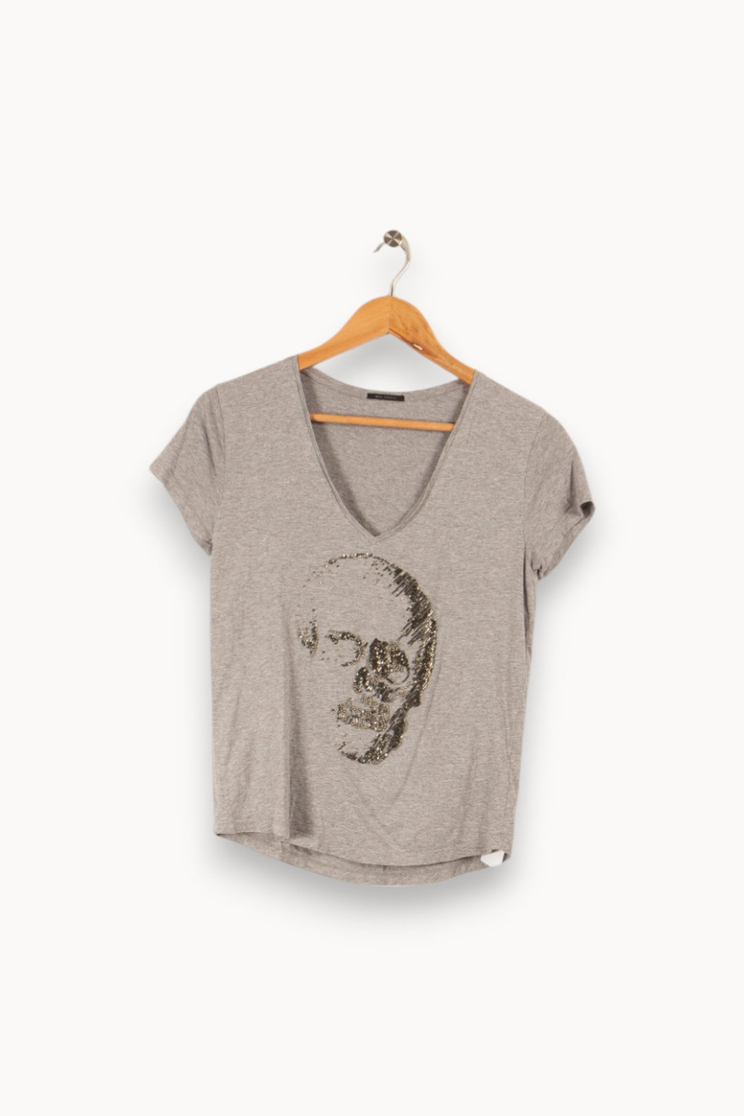 T-shirt gris avec strass - Taille XS/34