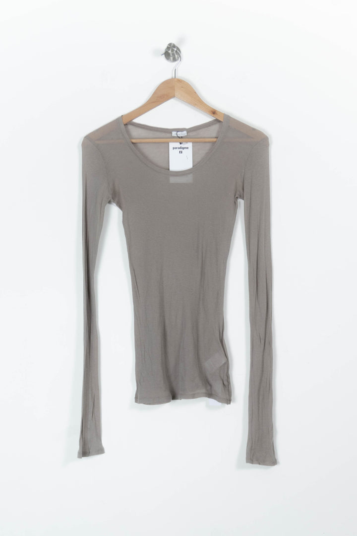 T-shirt Manches Longues Marron - Taille S/36 de la marque American Vintage | PARAD20342 - Vendu par Paradigme - Image 2