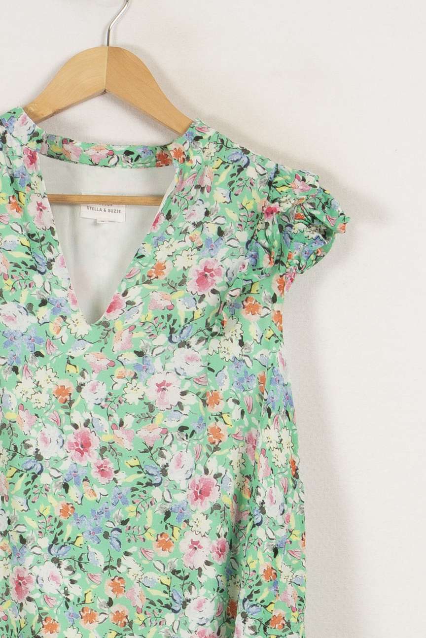 Top vert fleuri - Taille XS/34