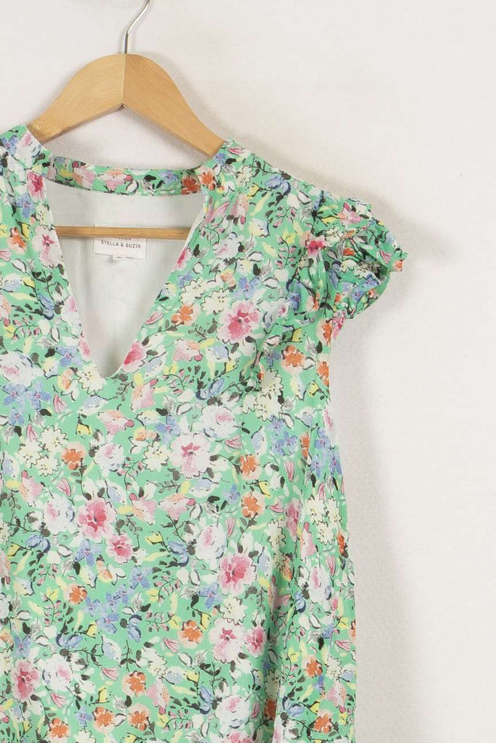 Top vert fleuri - Taille XS/34