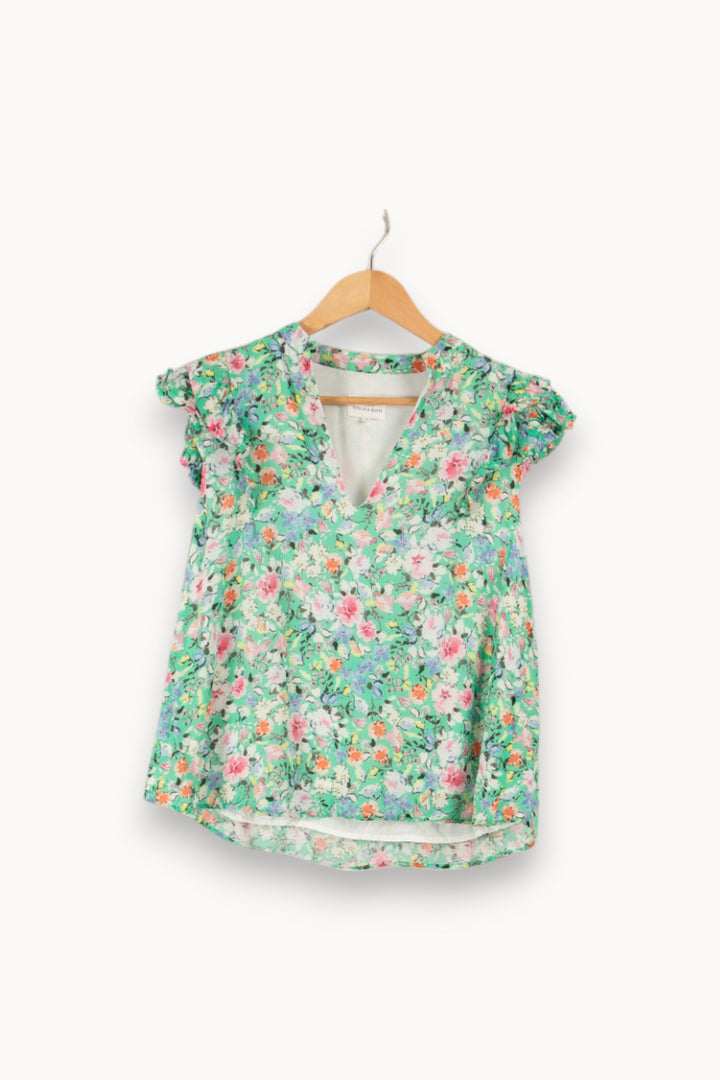 Top vert fleuri - Taille XS/34