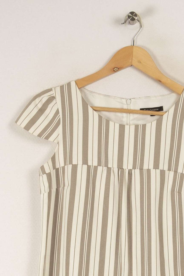 Robe rayée beige et grise - Taille M/38