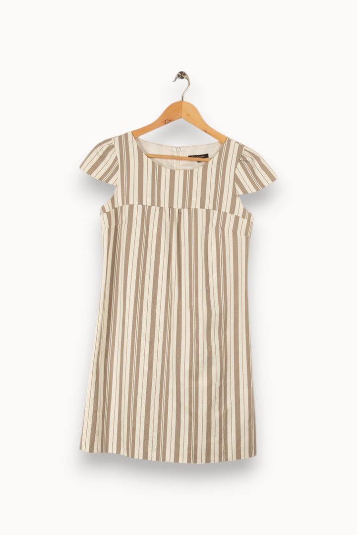 Robe rayée beige et grise - Taille M/38