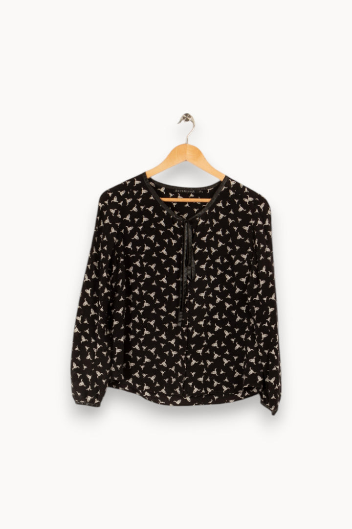 Blouse noire à motifs - Taille XS/34