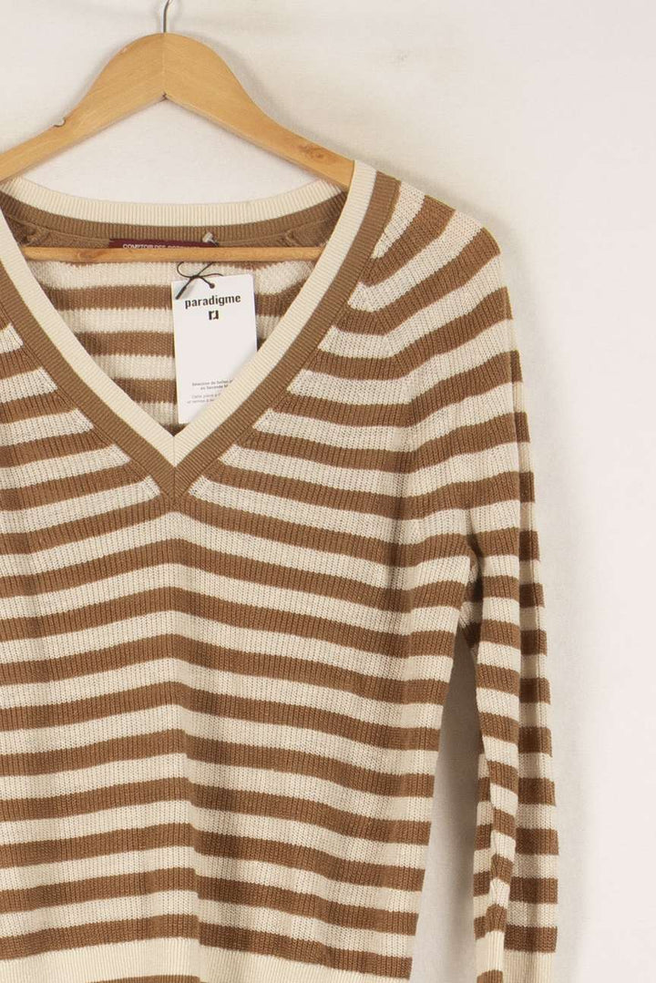 Pull Rayé Beige et Marron - Taille S/36 de la marque Comptoir des Cotonniers | PARAD20699 - Vendu par Paradigme - Image 3