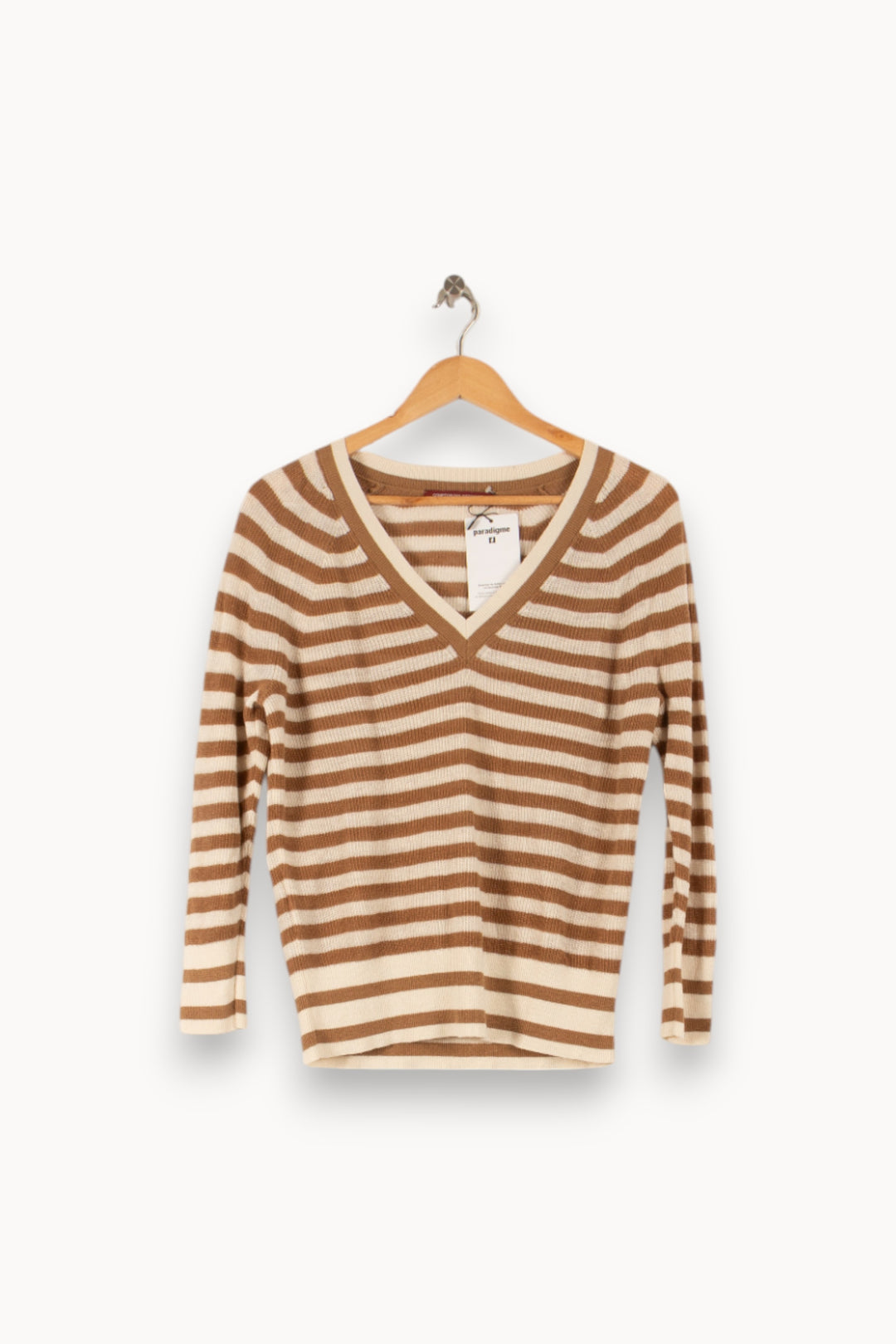 Pull Rayé Beige et Marron - Taille S/36 de la marque Comptoir des Cotonniers | PARAD20699 - Vendu par Paradigme - Image 2