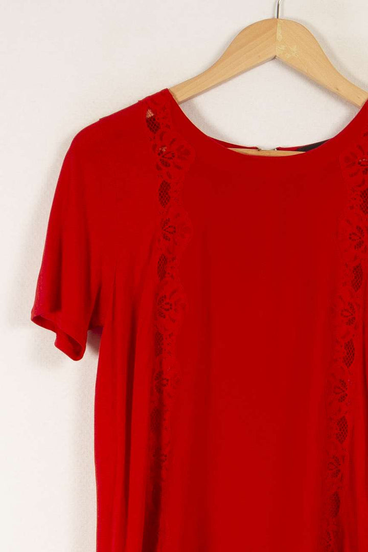 T-shirt rouge avec dentelle - Taille XS/34