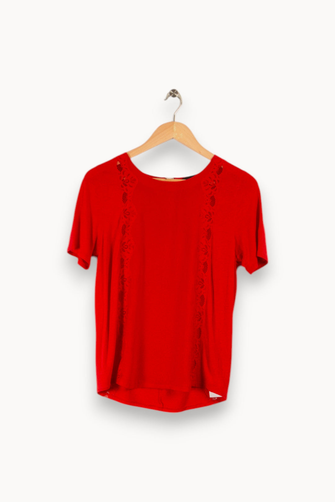 T-shirt rouge avec dentelle - Taille XS/34